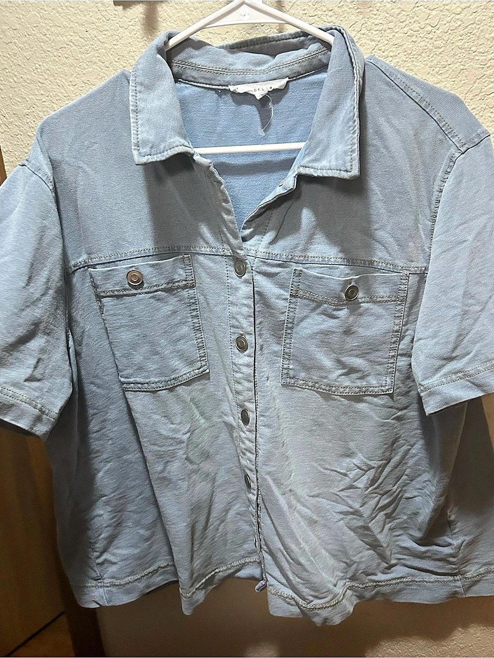 Jane & Delancey Short Sleeve Utility Shirt Blue XL Like New
